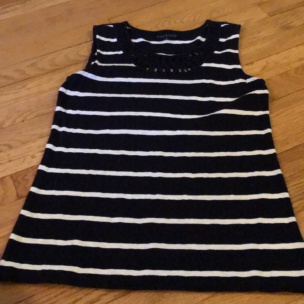 Talbots Striped Tank with Fancy Neckline XS